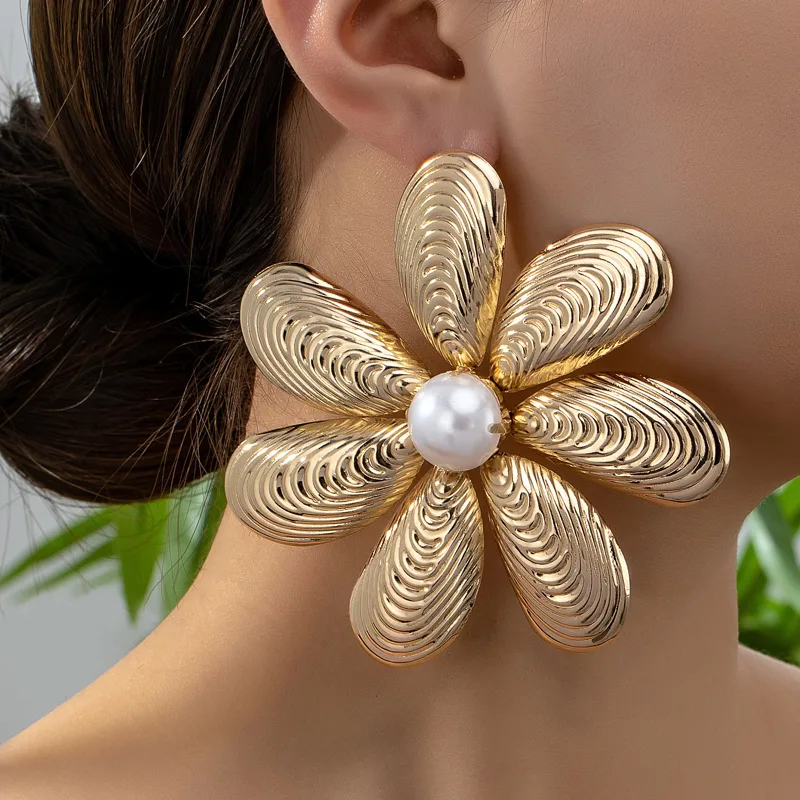 Women'S Accessories Jewelry Sale - Grande flor de metal brincos para