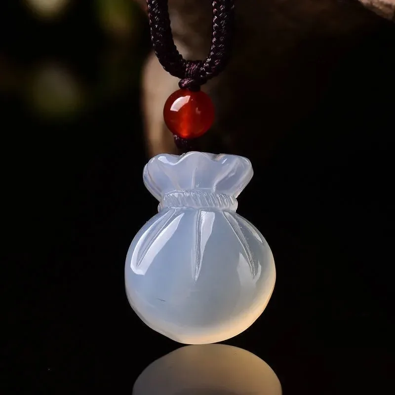 Women Accessories For Hand - Ágata natural bênção saco pingente colar