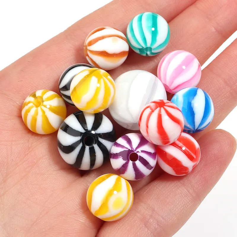 Resin Bangle Bracelet - 10-20 pçs/lote macaron listrado doces contas
