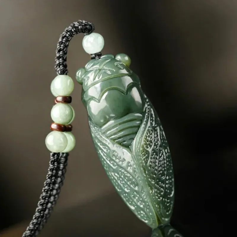 Women Accessories For Hand - Natural Hetian Jade Cicada Colar de