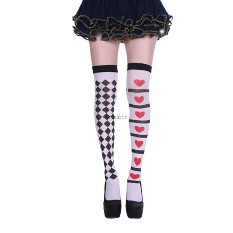 Women Accessories App - Halloween feminino coxa meias altas poker