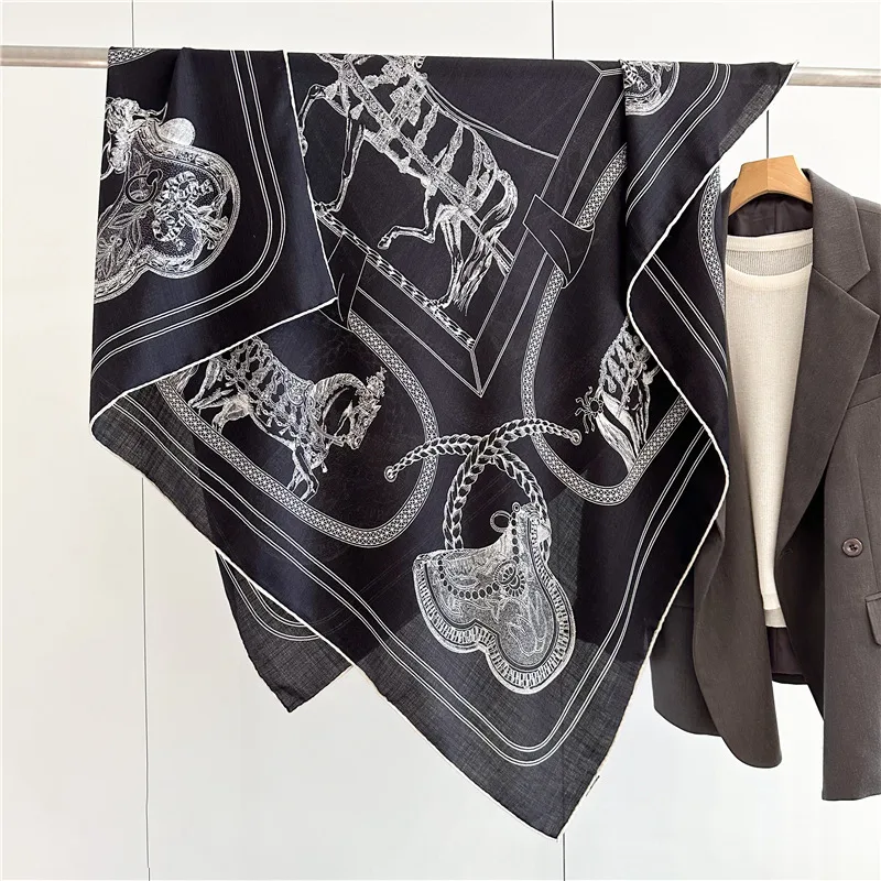 Accessories Brand For Women - Preto cavalo lã mistura de seda