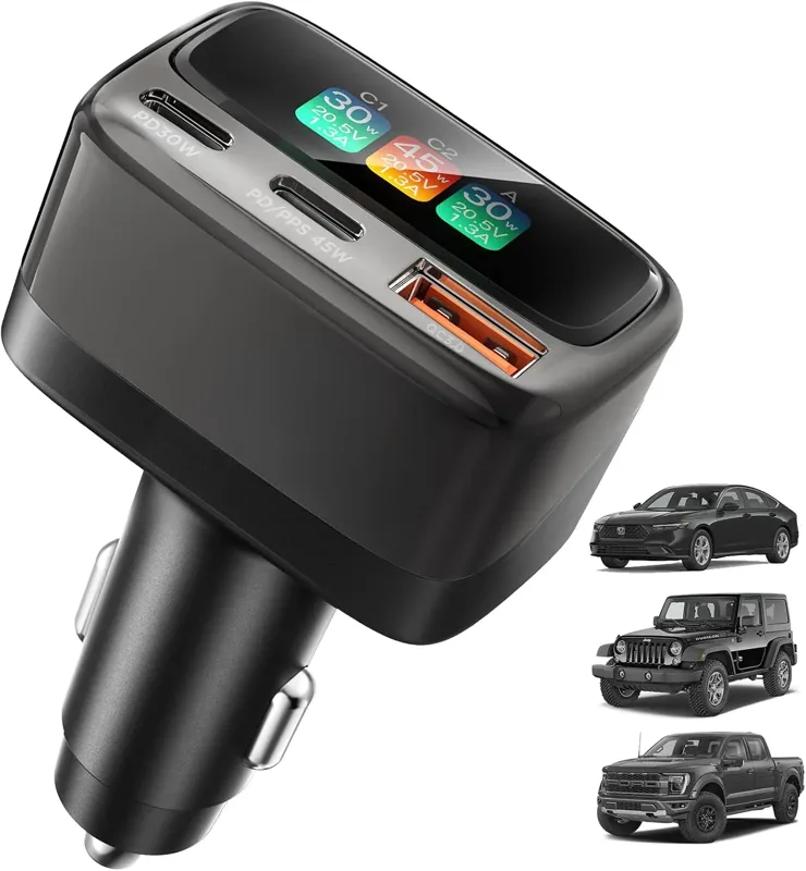 Women Accessories Gift - Carregador Veicular USB-C 105W com Display