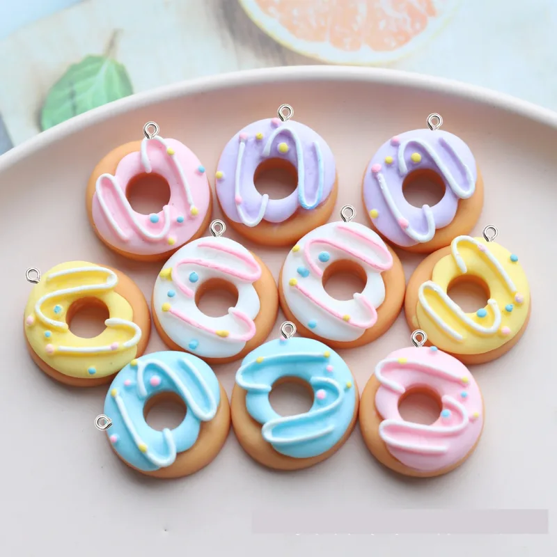 Resin Bangle Bracelet - 10 pçs kawaii cor donut resina