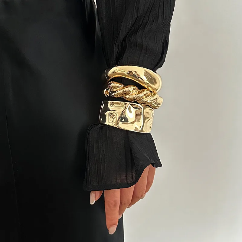 Resin Bangle Bracelet - Vintage cor de ouro hip hop