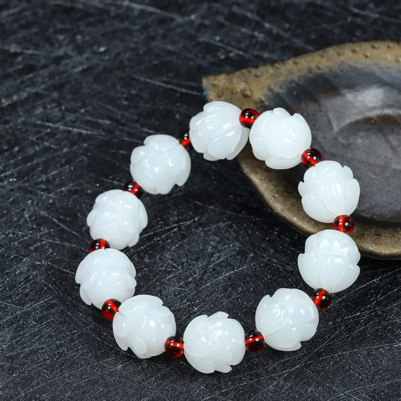 Women Accessories Gift - Pulseira de Jade Real Branca com
