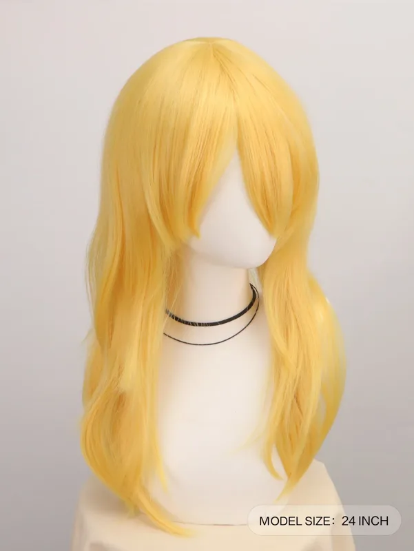 Women'S Yellow Accessories - Amarelo longo grande ondulado encaracolado cosplay