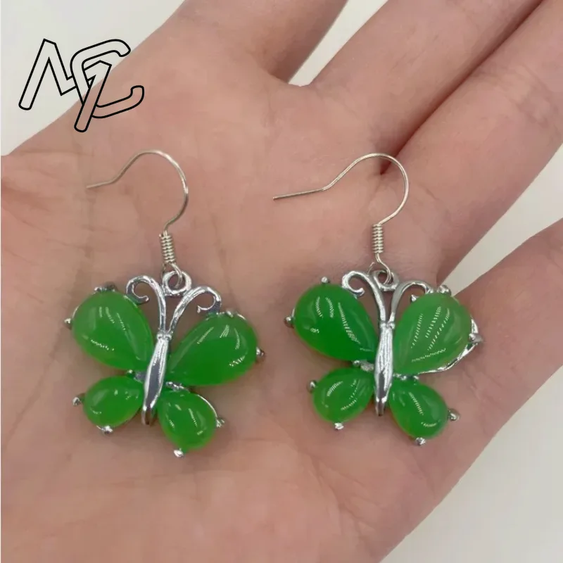 Women Accessories For Hand - S925 prata verde jade borboleta pingente