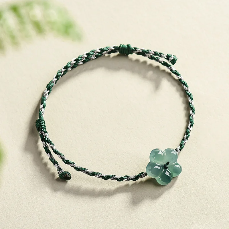 Women Accessories Gift - Pulseira de Jadeíta Birmanesa com Flor,