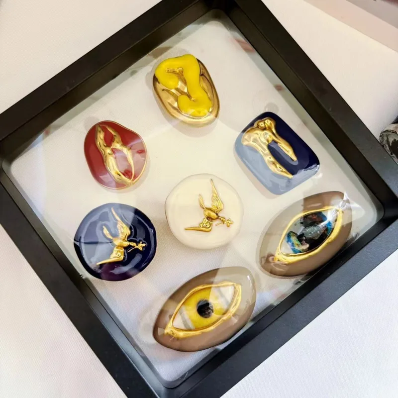Accessories Brand For Women - Botão de Cufflink de Esmalte Colorido