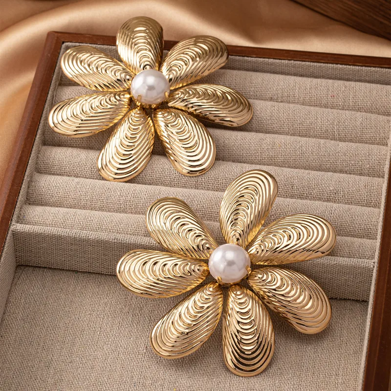 Grande flor de metal brincos p - Women'S Accessories Jewelry Sale avaliação e preço