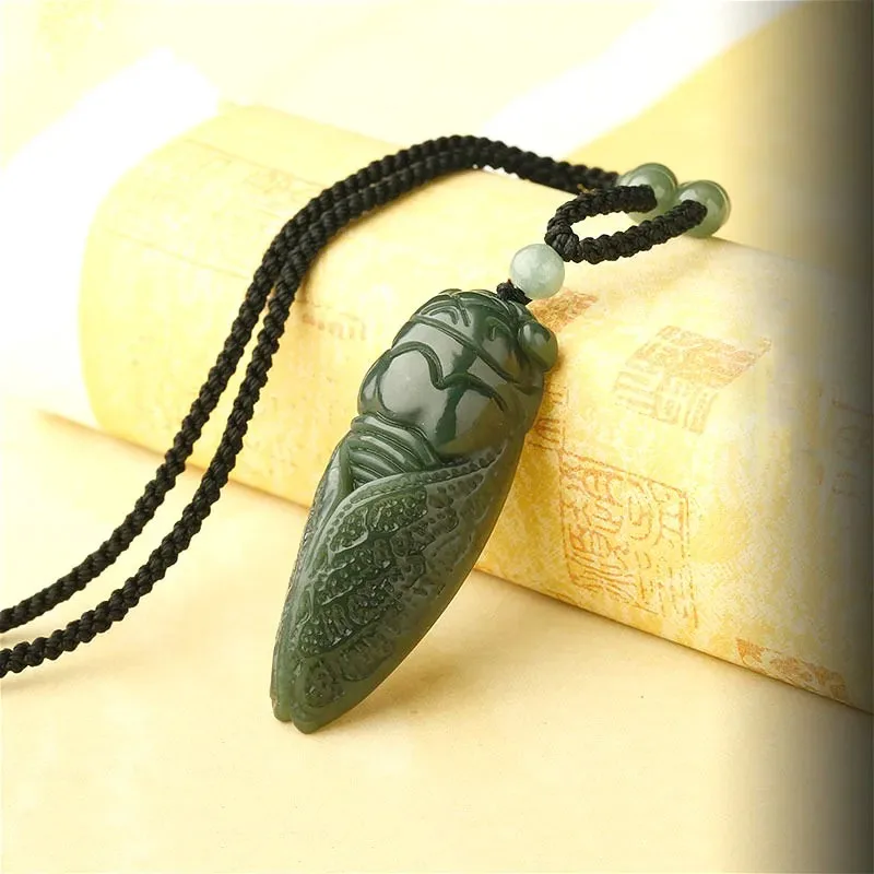 Natural Hetian Jade Cicada Col - Women Accessories For Hand avaliação e preço