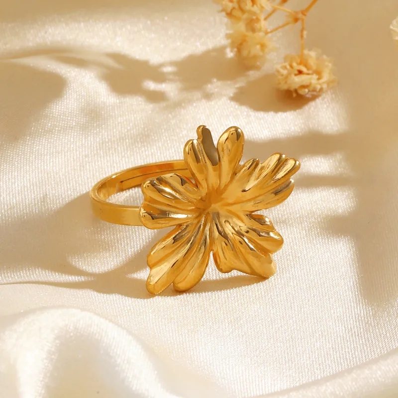 Anel de flor 3d dourado vintag - Women'S Egyptian Accessories avaliação e preço