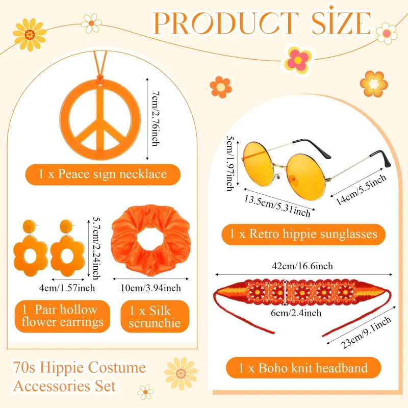 5 Peças de Acessórios Hippie d - Women'S Accessories In The 60S avaliação e preço