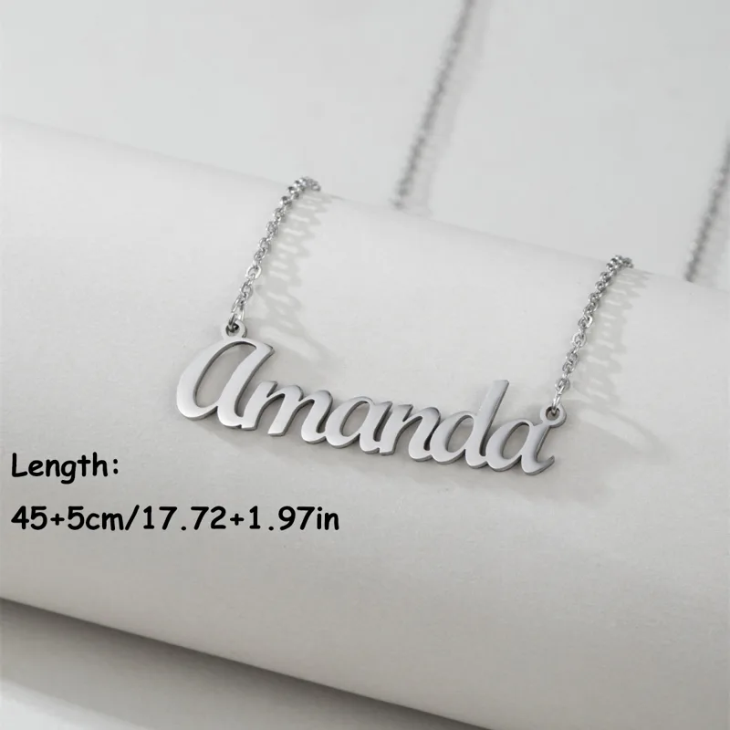 Colar de Aço com Nome em Inglê - Women Accessories Name In English avaliação e preço