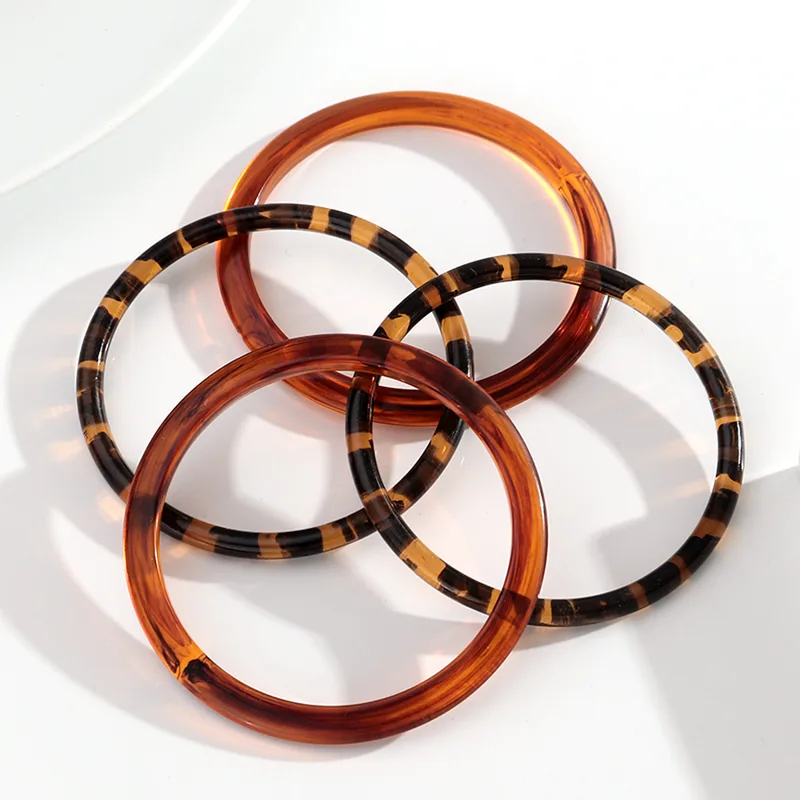 Novo âmbar leopardo fino redon - Resin Bangle Bracelet avaliação e preço