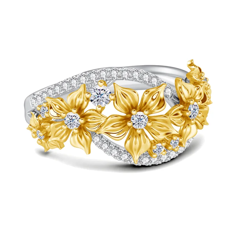 Anel Flor Moissanite com Certi - Women'S Accessories Jewelry Sale avaliação e preço