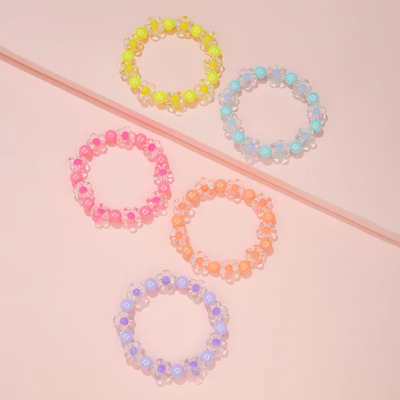 Colorido Beads Flor Pulseira p - Resin Bangle Bracelet avaliação e preço